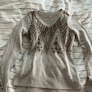 beige v neck sweater